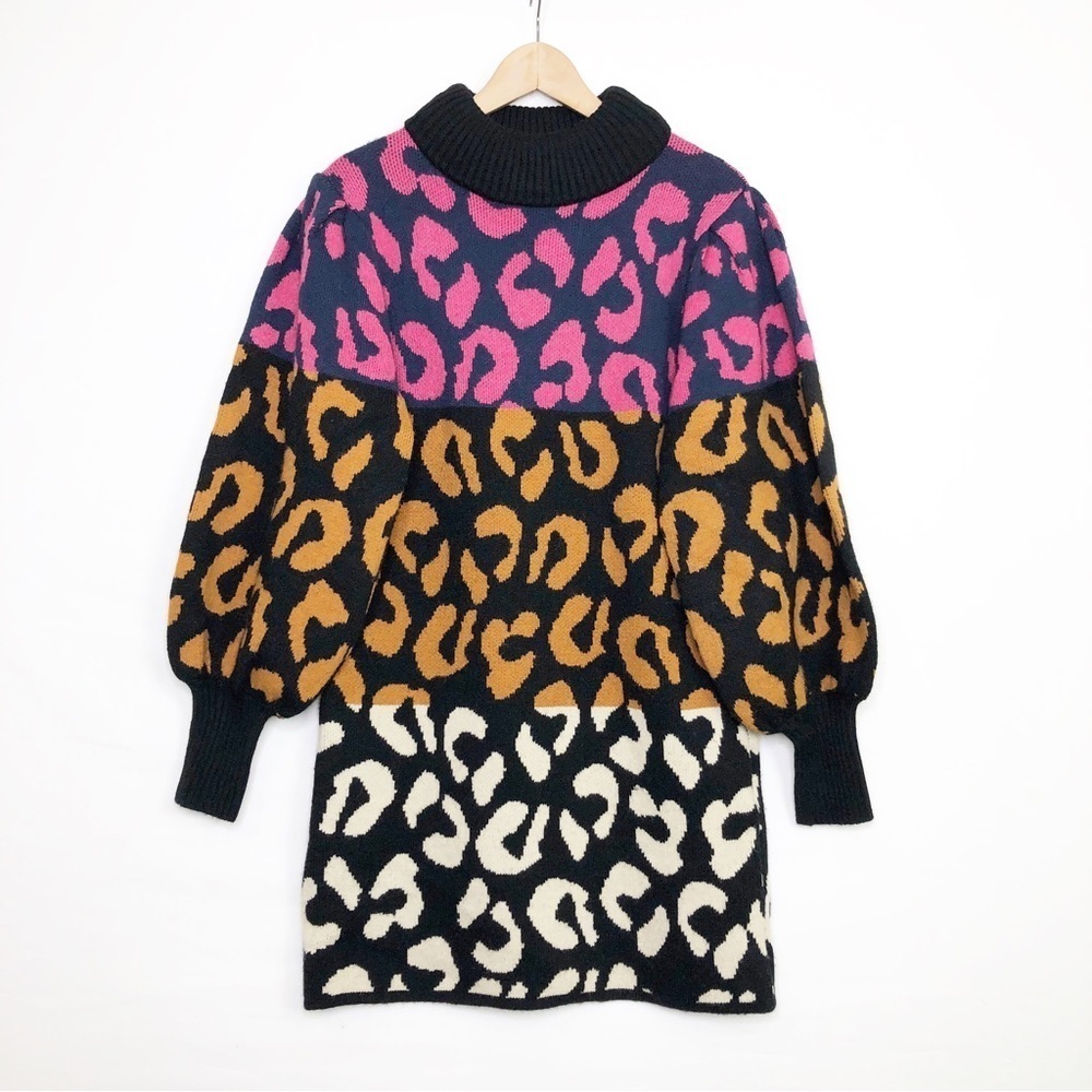 Farm, Rio mixed leopard knit sweater dress - Picture 3 of 14